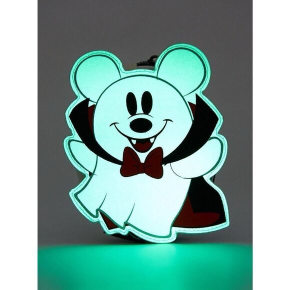 Loungefly Disney Mickey Mouse Vampire Ghost GITD Coin Purse - Picture 2 of 5